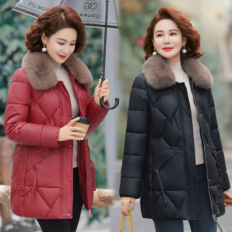 气质中长款棉服加厚棉衣冬季大码妈妈装中老年人时尚女士保暖棉袄