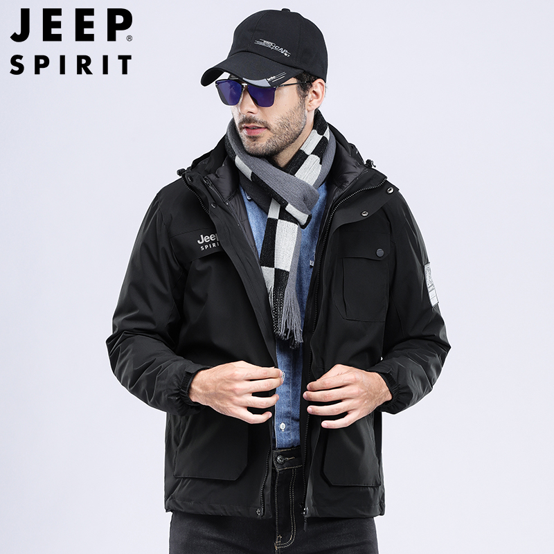 JEEP吉普情侣款款户外登山进藏登山防风防水防寒保暖三合一冲锋衣