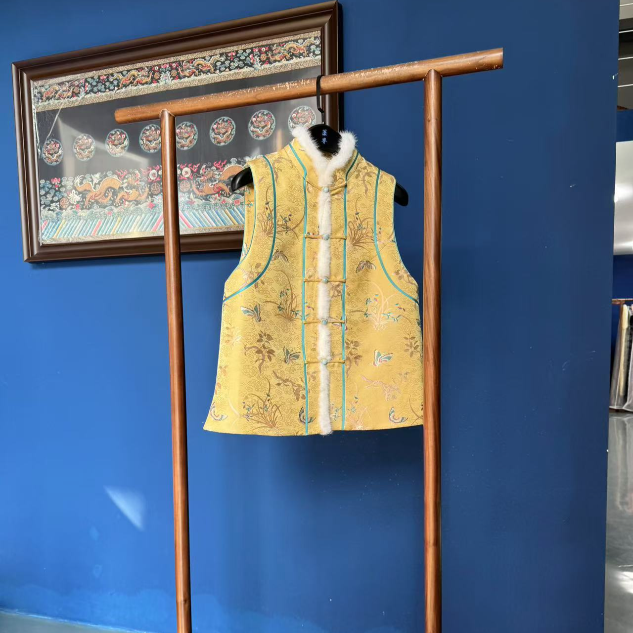 老上海传统中国风马夹雪茑非遗宋锦羊绒水貂新中式袄子