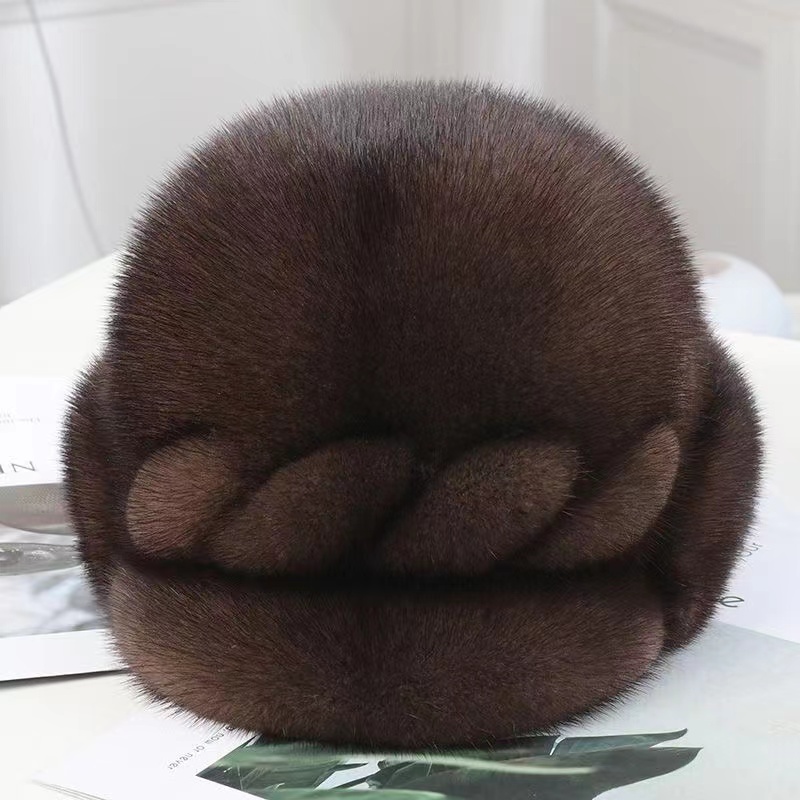 凯豪硕齐水貂毛麻花款冬季保暖时尚女帽帽子绒帽保暖帽毛绒秋冬