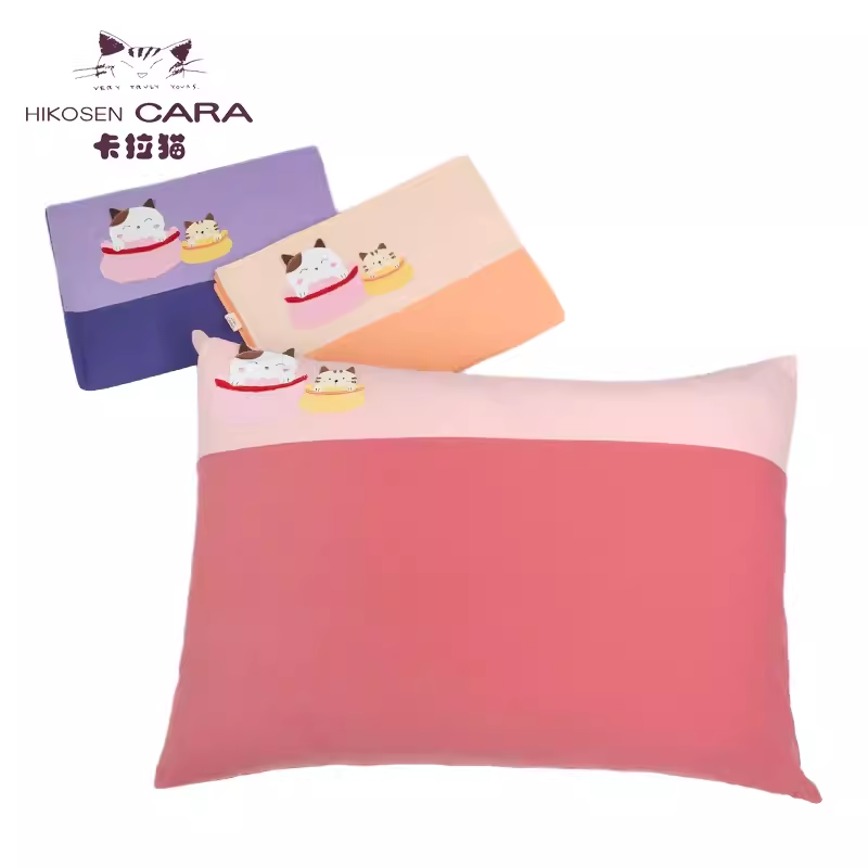 HIKOSEN CARA卡拉猫纯棉潮牌猫咪卡通贴布枕套