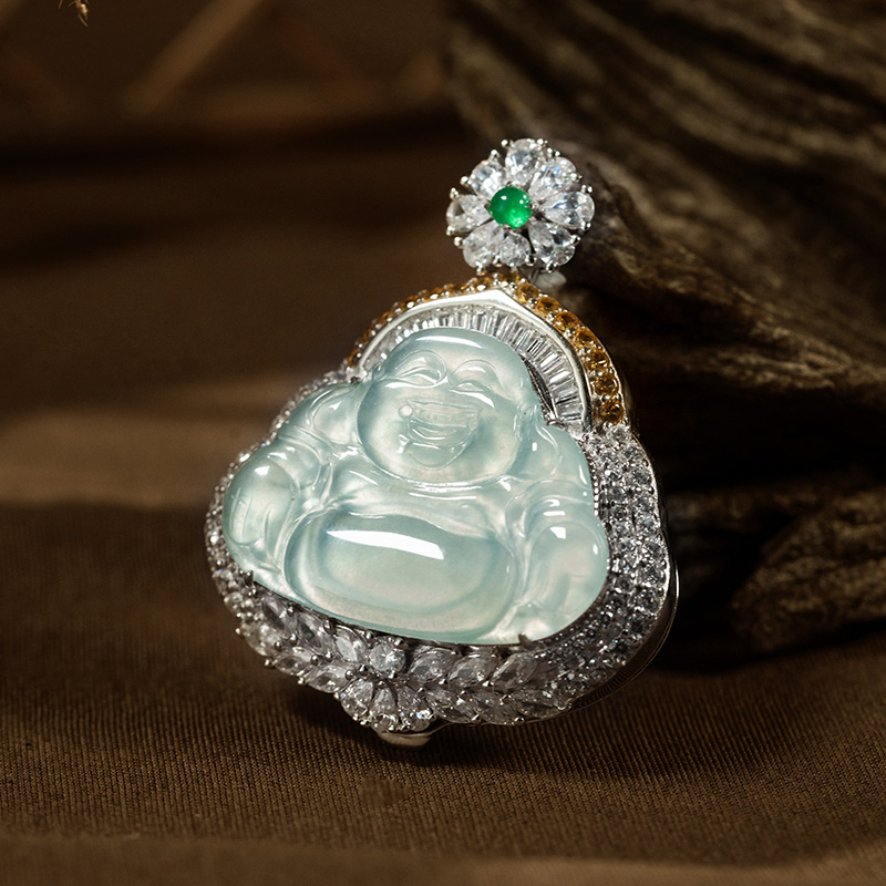 翠王妃天然A货翡翠弥勒笑佛吊坠佛公项链笑脸佛（多样性发货）