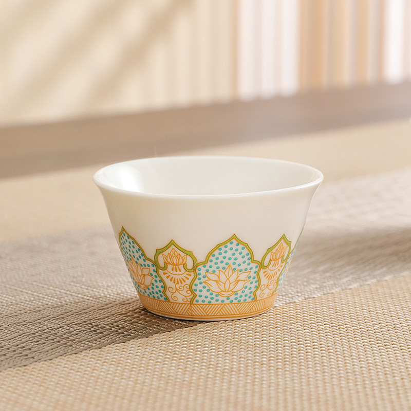 茶杯陶瓷功夫茶具品茗单杯汝窑羊脂玉主人快客杯青花主人杯单杯