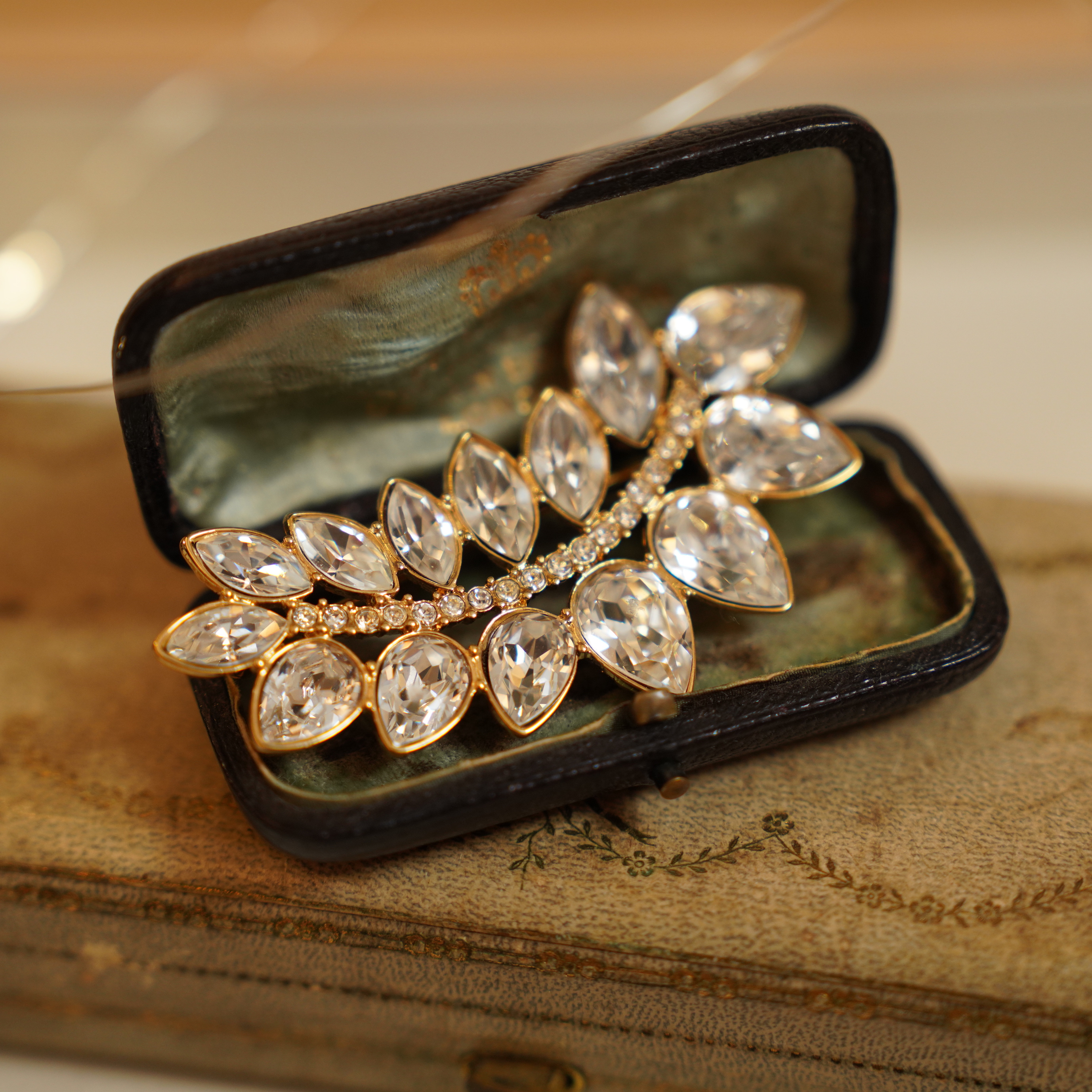 合金仿水晶胸针 Monet透明胸针-樱桃年华中古vintage