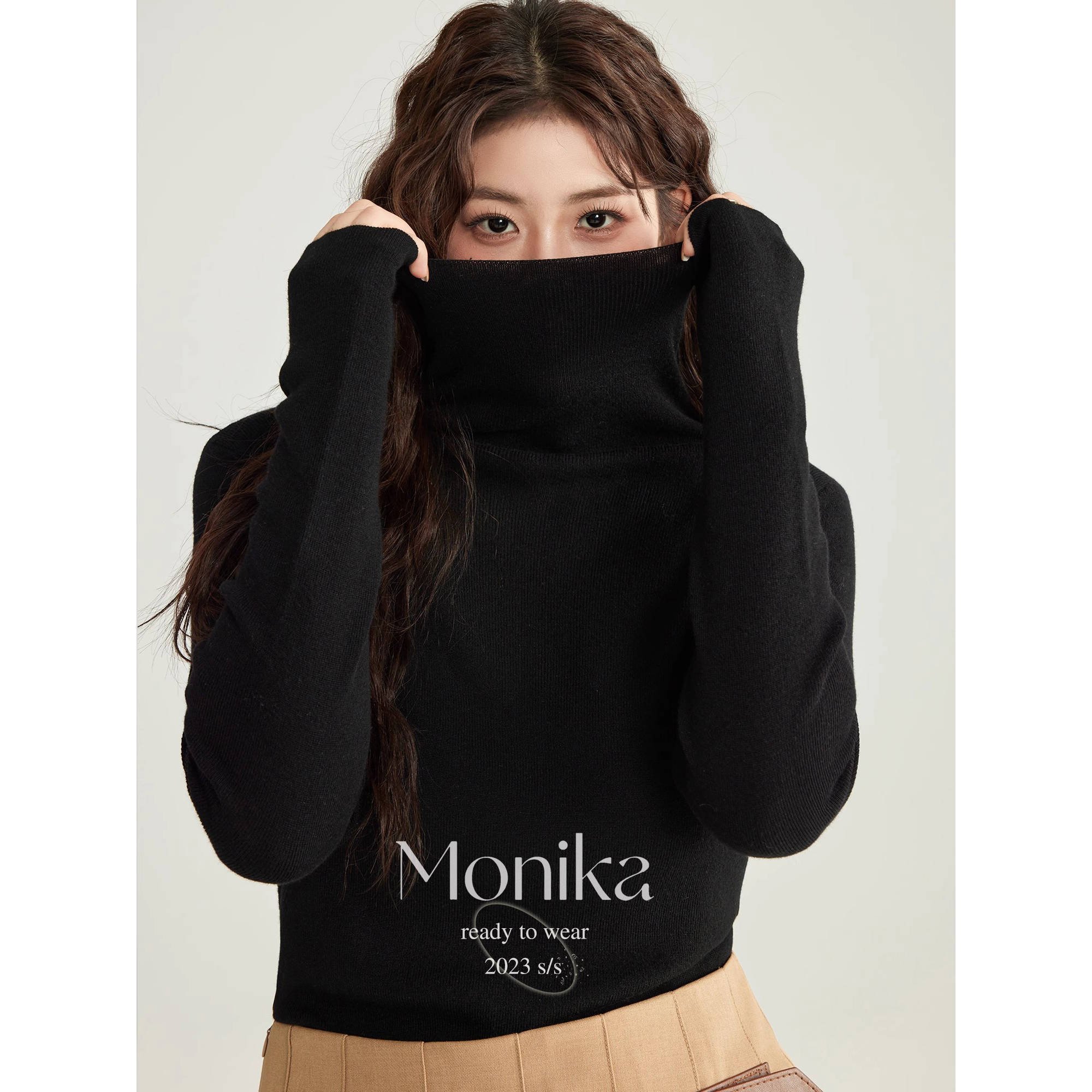 大码胖mm黑色洋气显瘦高领打底衫女内搭长袖针织衫N8819