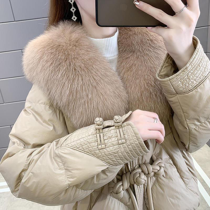 雪中飞海宁狐狸毛皮草外套女2023新款短款仿真毛毛绒一体欧货羽绒