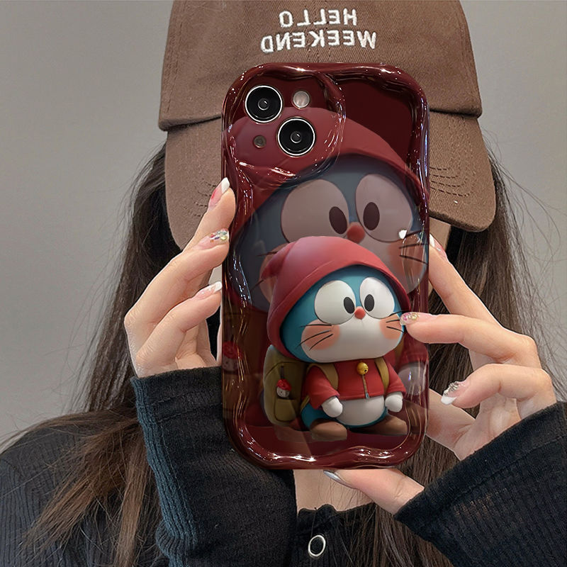 ins风叮当猫苹果15/14/13promax手机壳全包iPhone11/12奶油纹xs