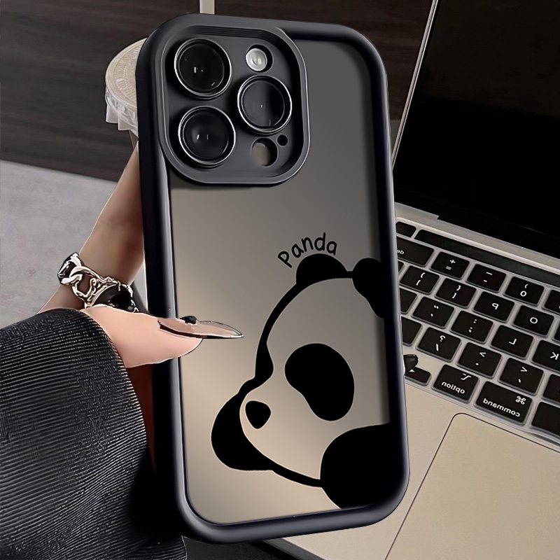 可爱熊猫iphone15PRO苹果手机壳14promax硅胶13高级12/11卡通ins
