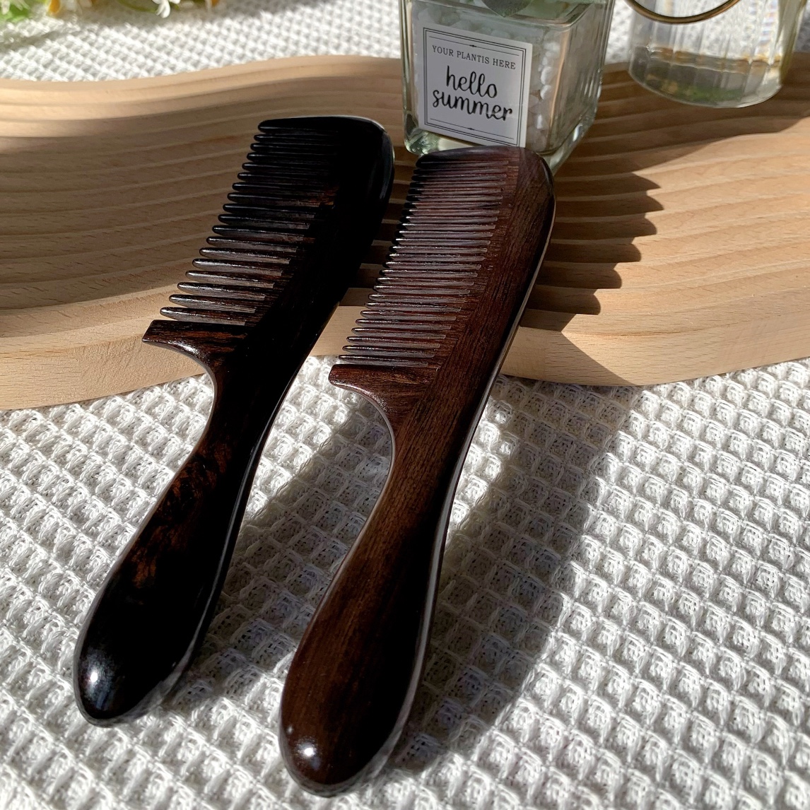 紫光檀榫卯手柄顺发木梳防静电长约20cm