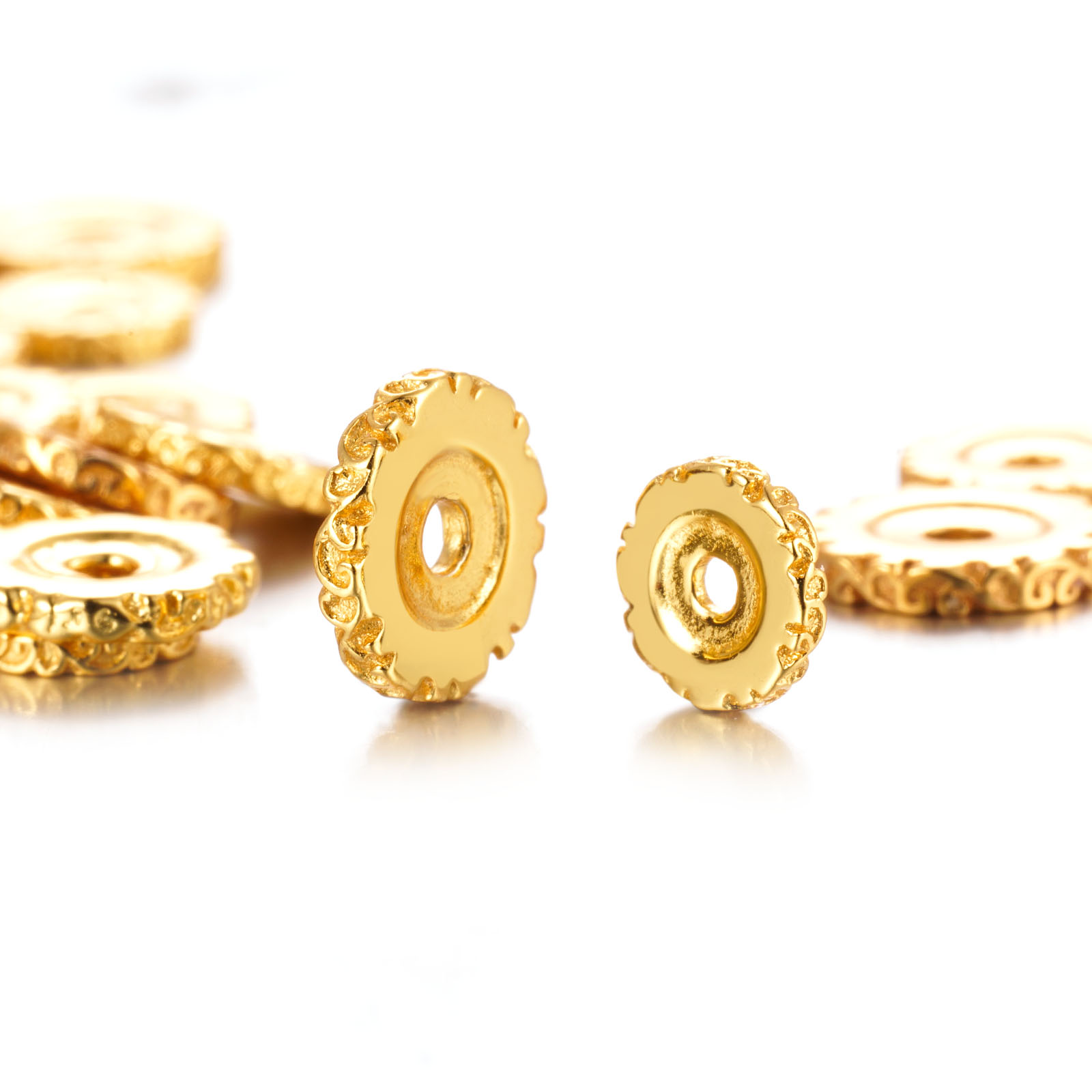 925银银制品 唐草纹隔片文玩配饰手串搭配银隔片