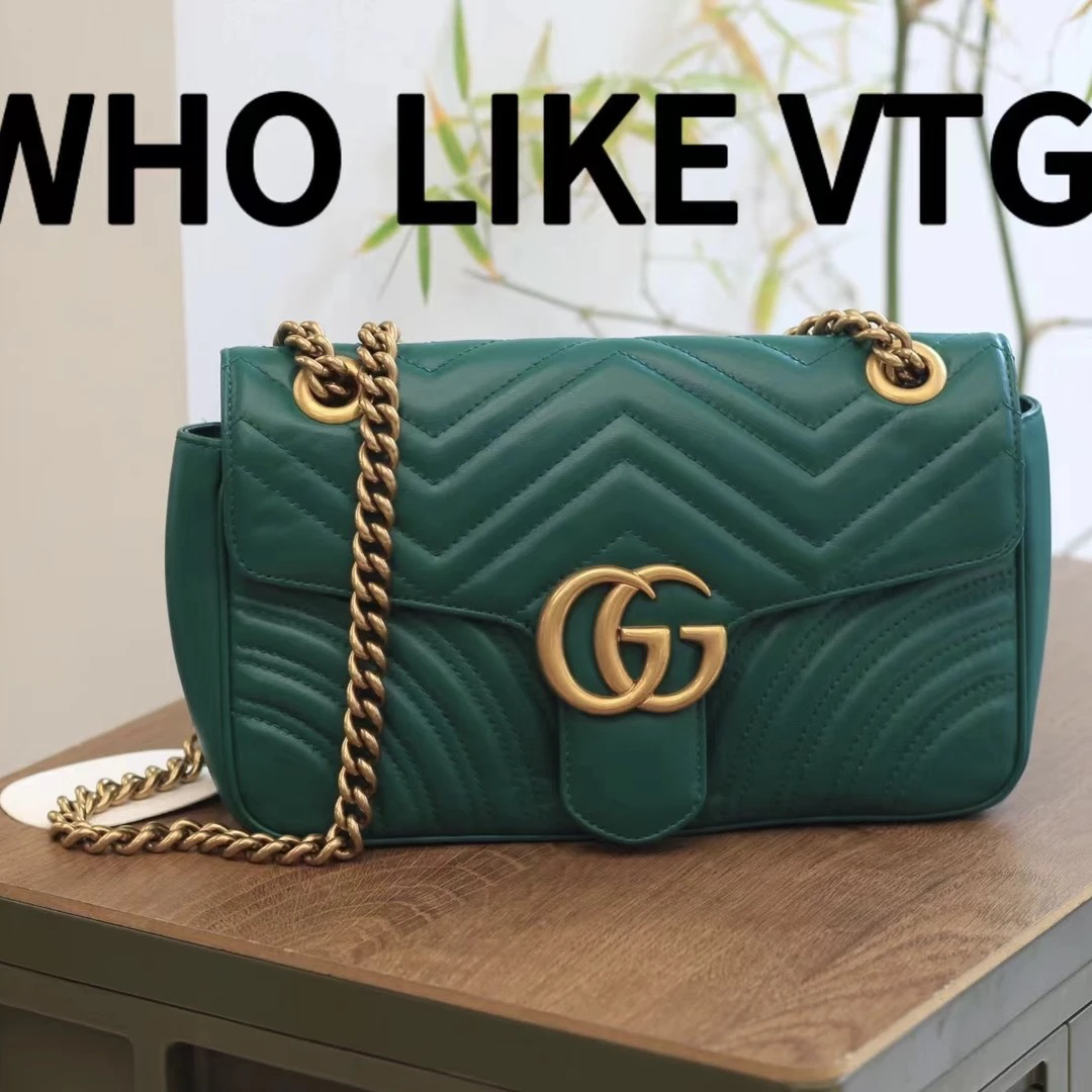 99新 GUCCI/古驰 【嘻哈专属】祖母绿marmont 26中号