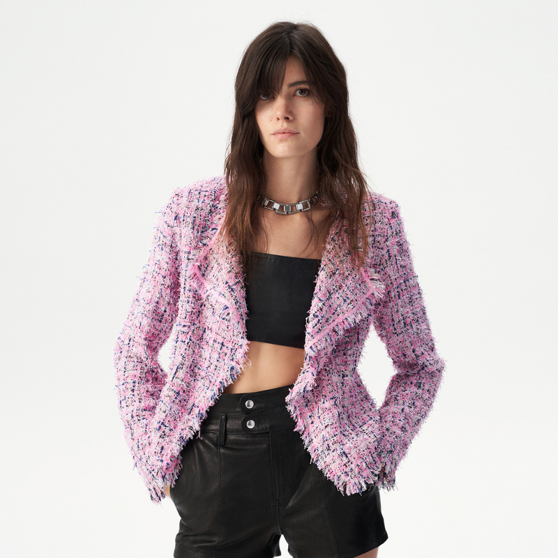 IRO Night 粉色小香风外套长袖短款翻领收腰法式轻奢25早春新款