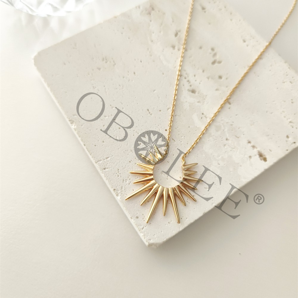 925 纯银 太阳银项链吊坠气质轻奢时尚高级感个性小众甜美纯欲风
