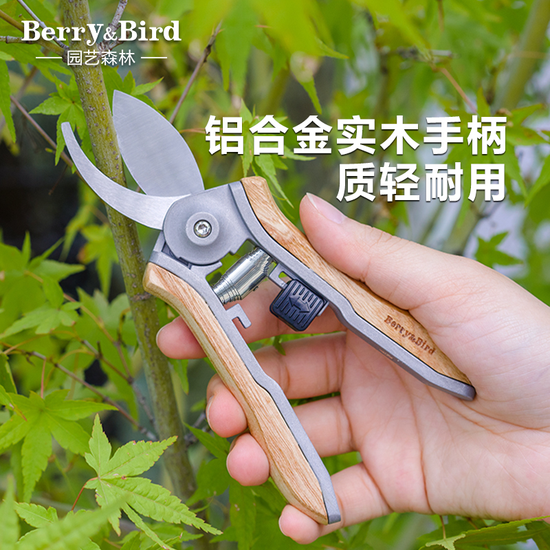 Berry&Bird木柄花枝剪园艺修枝剪家用花艺裁剪多功能剪刀剪花草