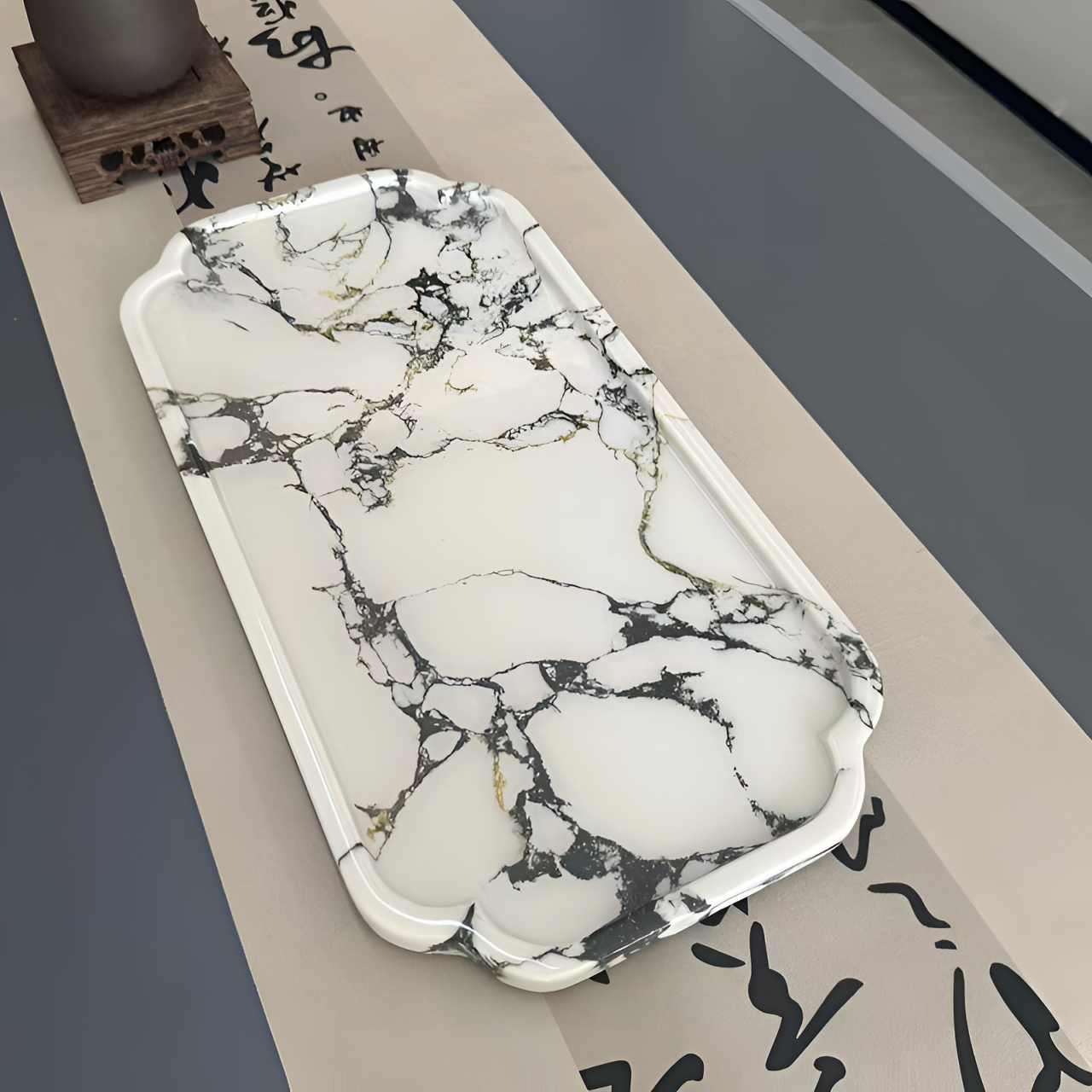 家用简约轻奢干泡茶盘创意方形花边茶台桌椅办公烤漆阳台桌子客厅