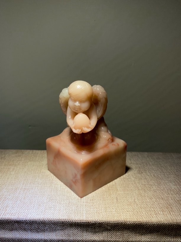 精美寿山石雕刻艺术寿石善伯小天使祝寿印章商务礼品