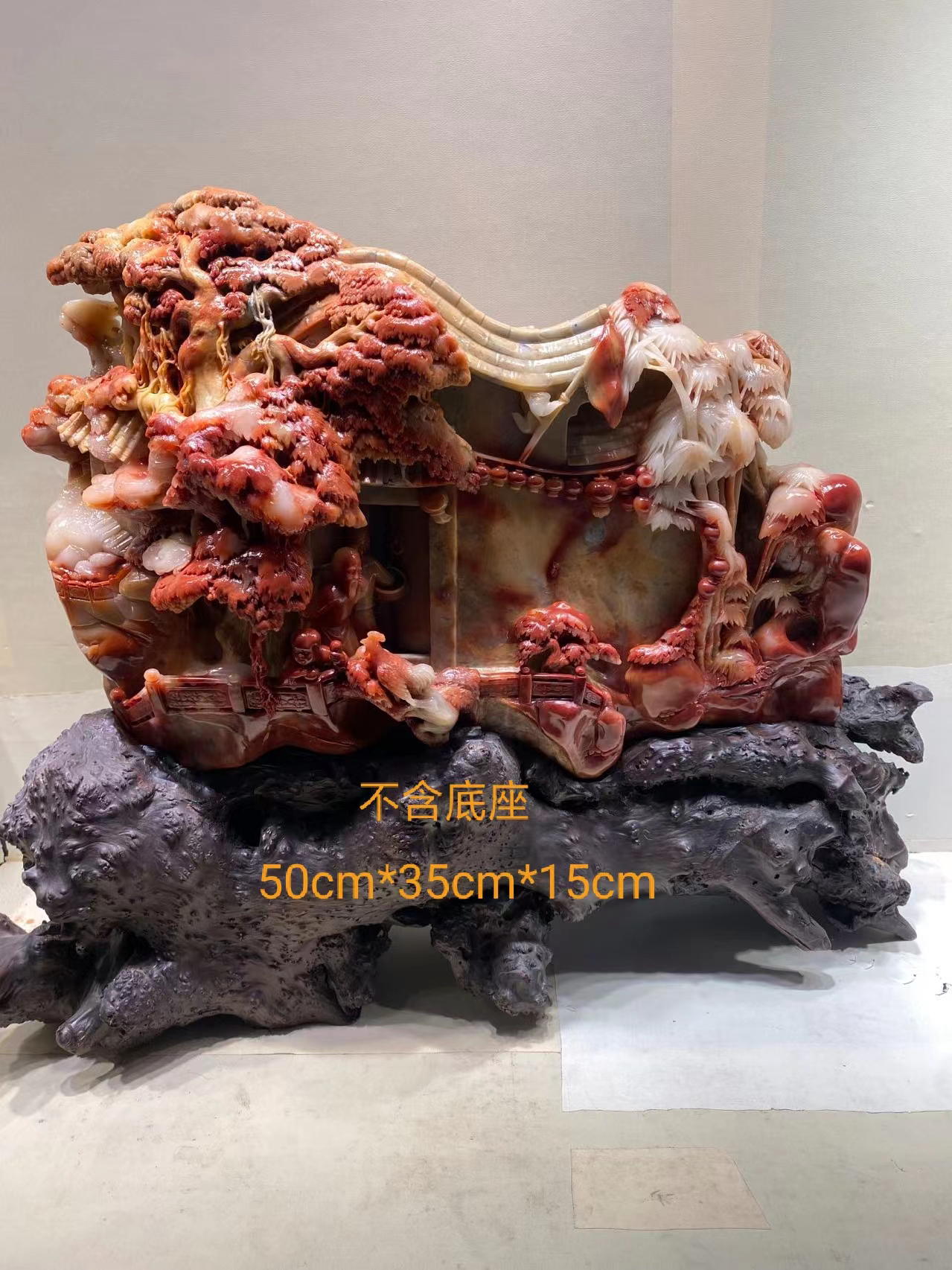 精品寿山芙蓉石古厝风情石雕大摆件商务礼品收藏工艺品摆饰