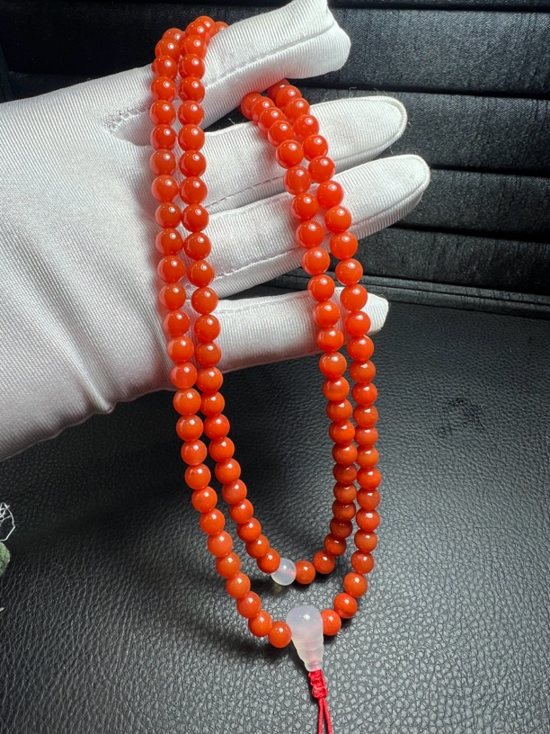 保山天然原矿南红佛珠尺寸如图红润完整度高