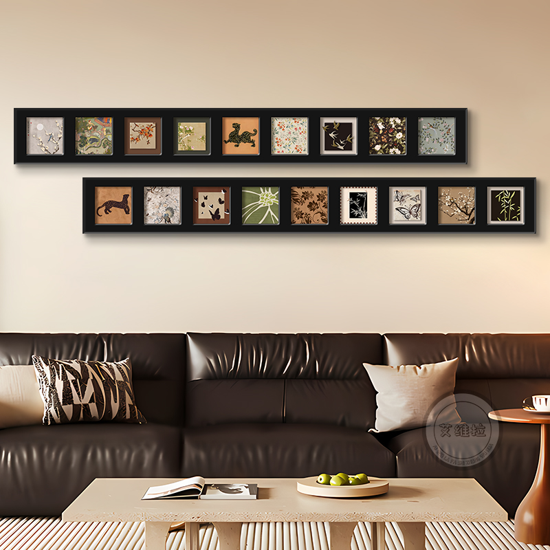 中古风客厅装饰画小众高级感沙发背景墙壁画法式复古双联卧室挂画