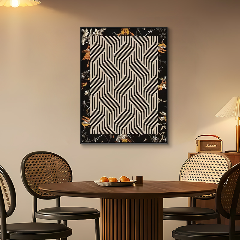 法式中古风线条客厅装饰画沙发背景墙高级感挂画茶室书房艺术壁画