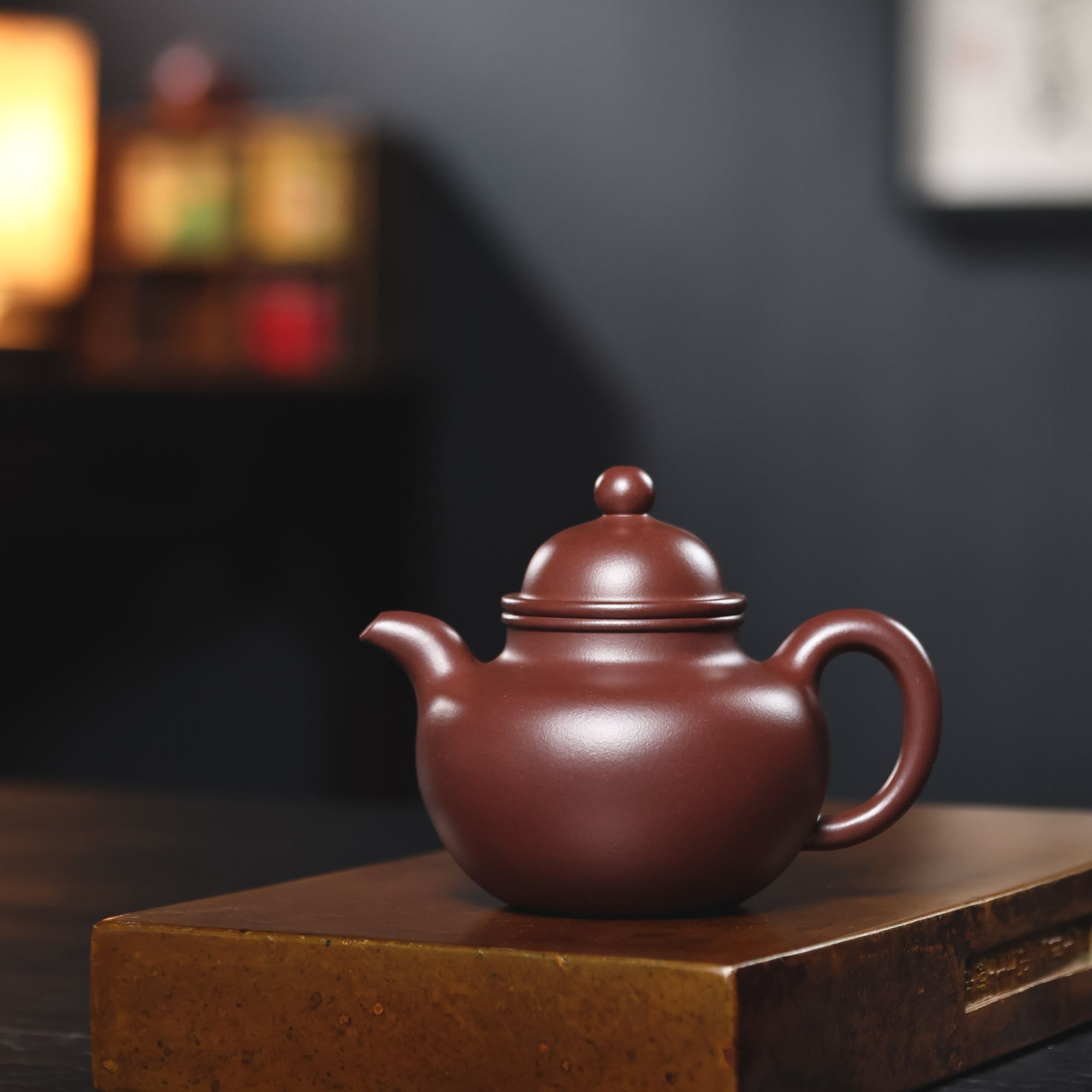 紫泥紫砂紫皮寿珍掇球260CC全手工工艺制武将杯高级禁欲系