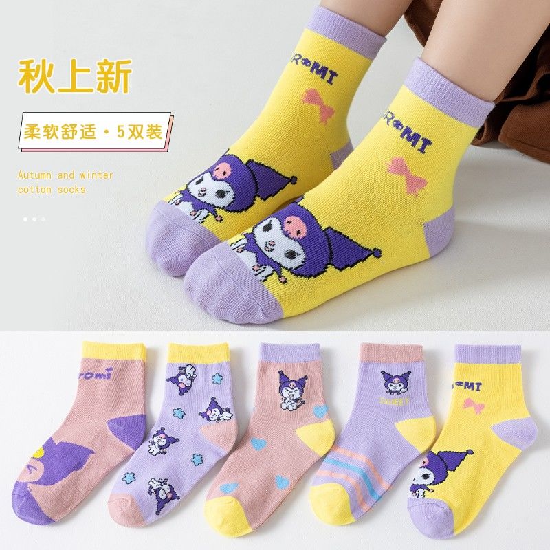 女童袜子秋冬季棉袜儿童中筒袜耐脏春秋款保暖时尚卡通小女孩袜子