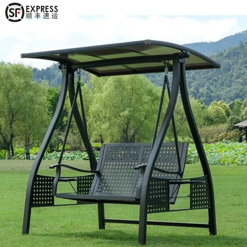 秋千户外阳台庭院花园室外铸铝吊椅双人摇椅网红太阳能秋千床用