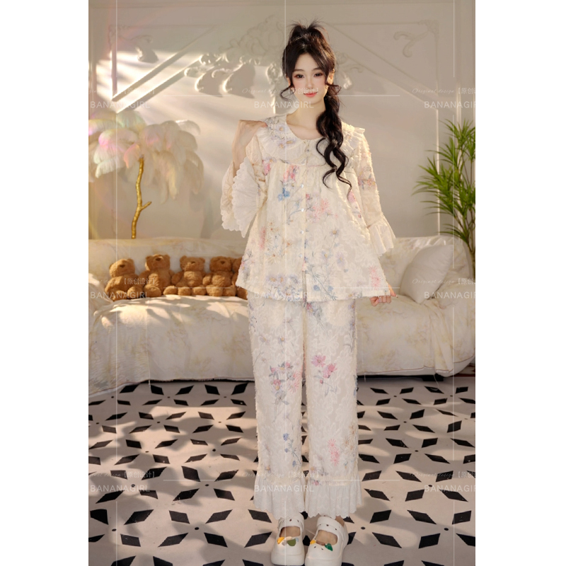 Bananagirl【睡美人】睡衣女春夏套装中袖凉感宽松家居服宽松可外穿