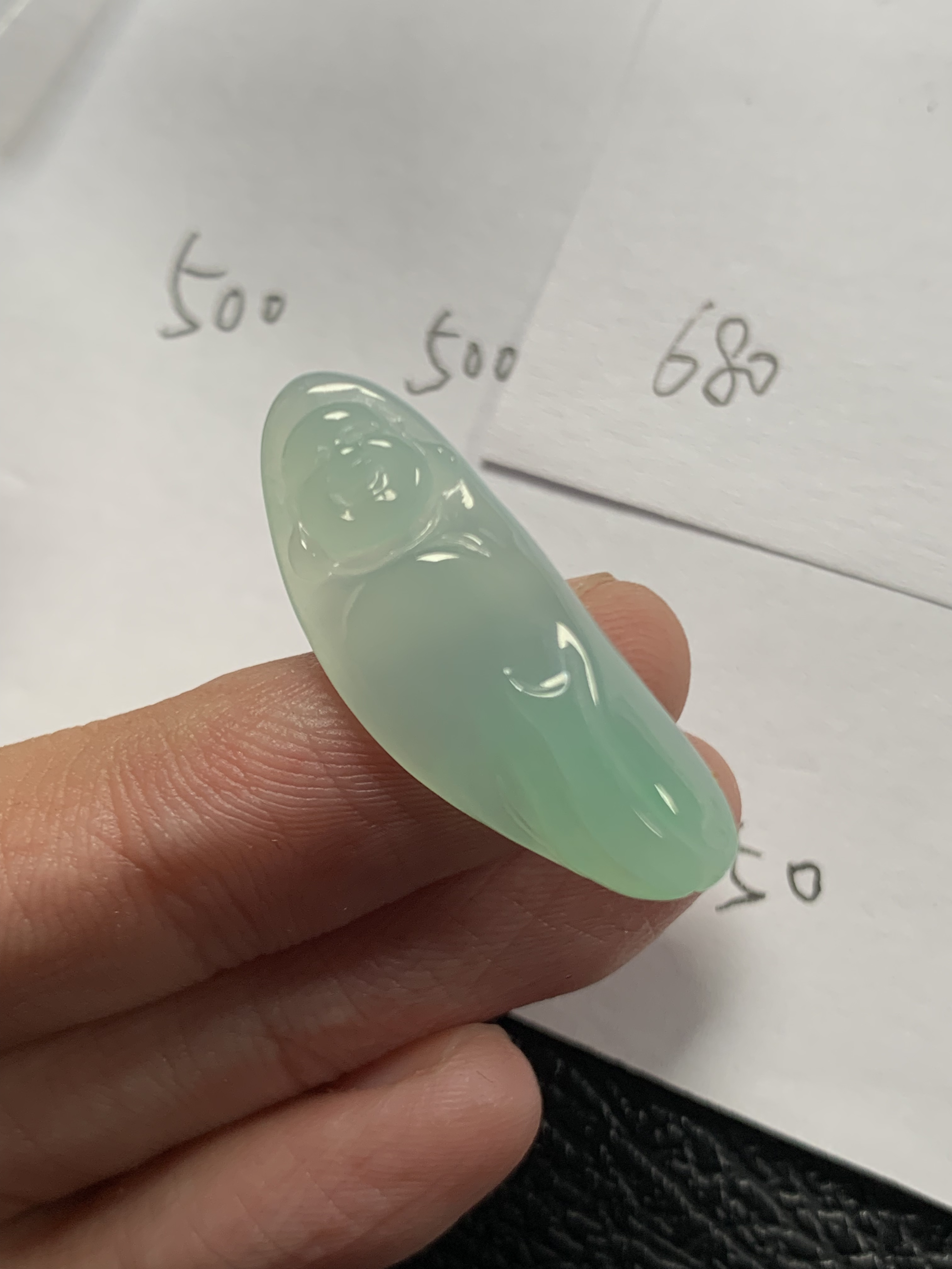 天然缅料a货翡翠甜绿胶块佛  29.9×11.3×5.3mm