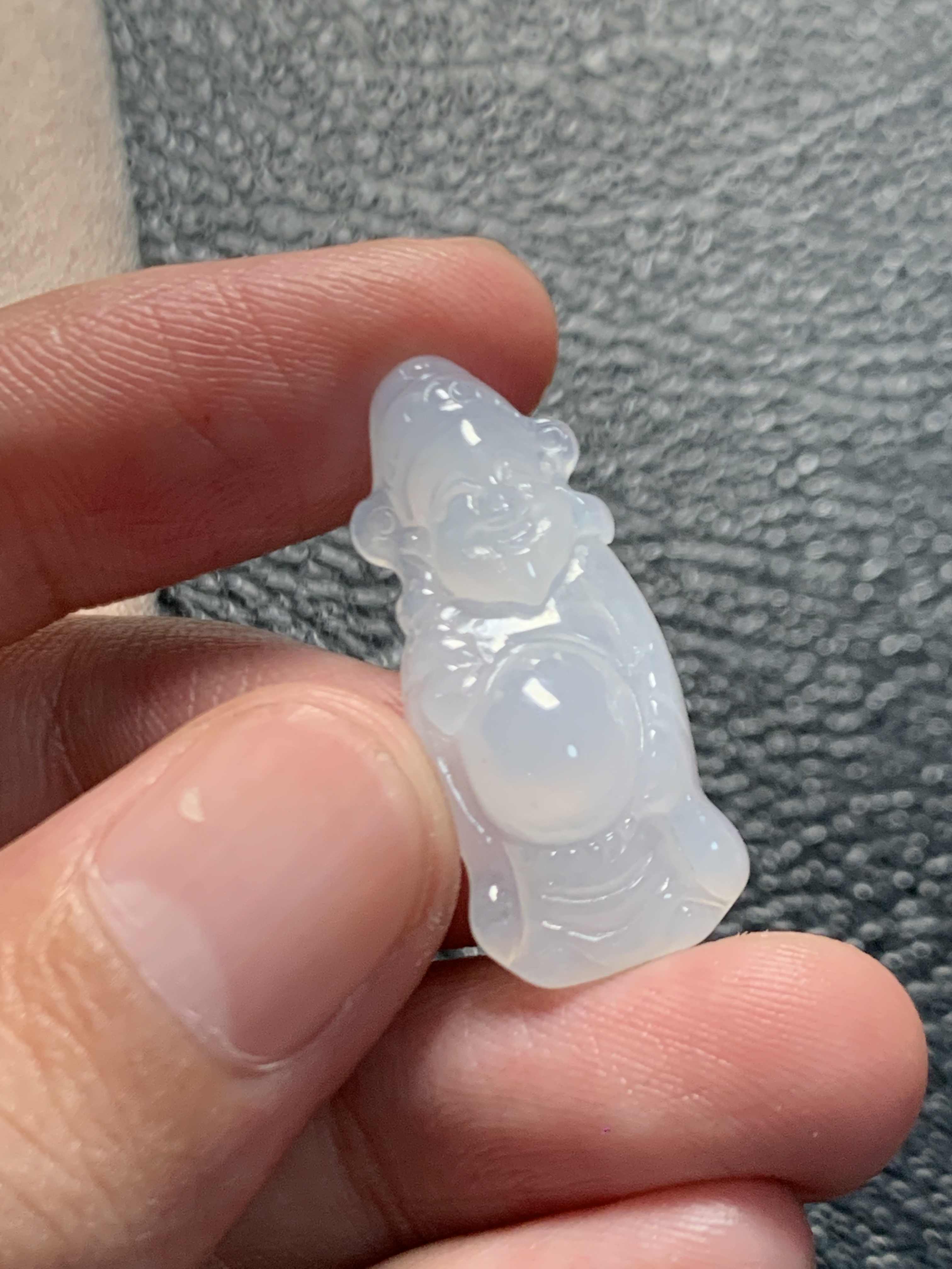 天然缅料a货翡翠小财神28.5×12.1×5.5mm