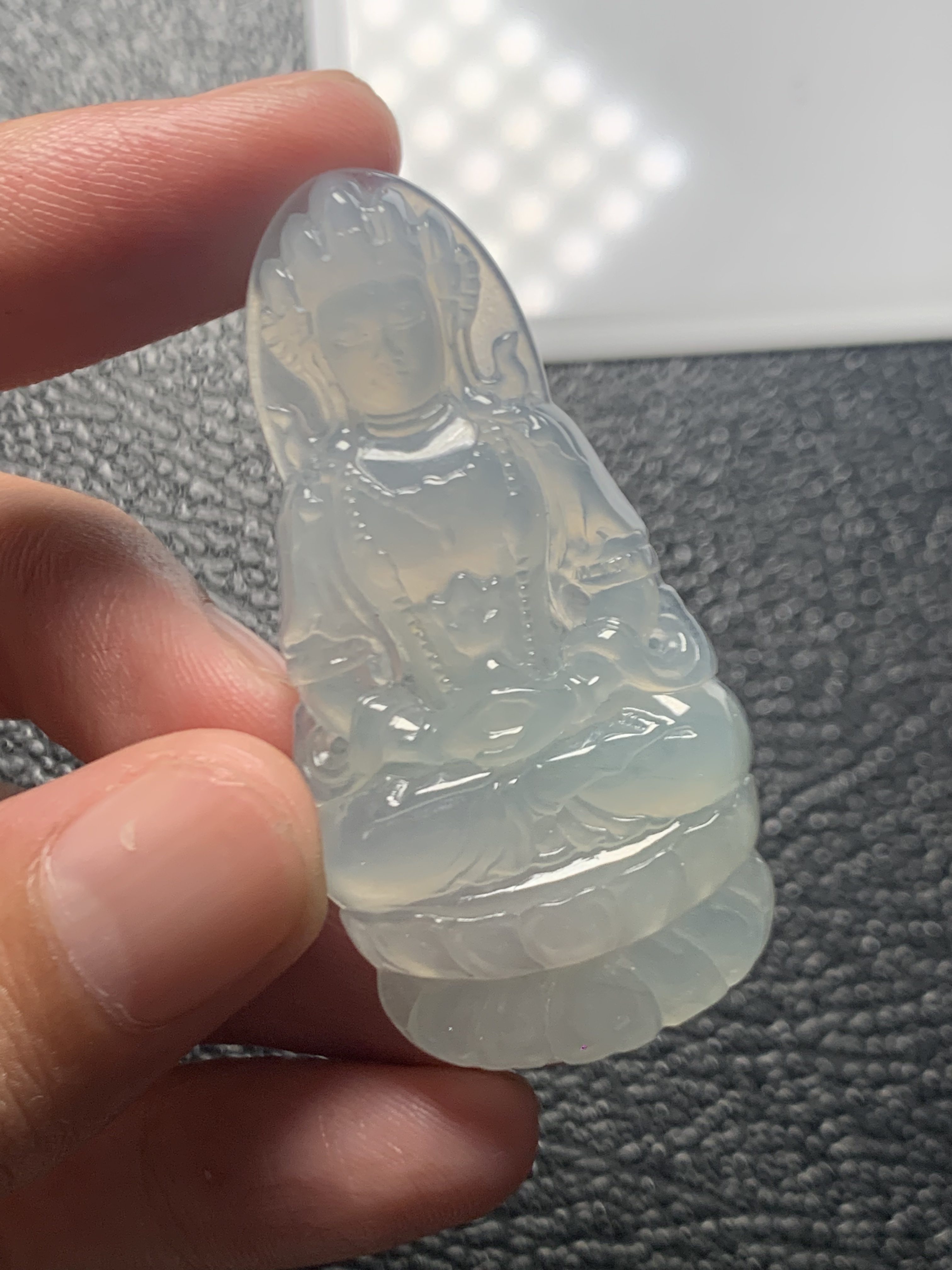 天然缅料a货翡翠冰胶度母 49.7×25.1×5.7mm