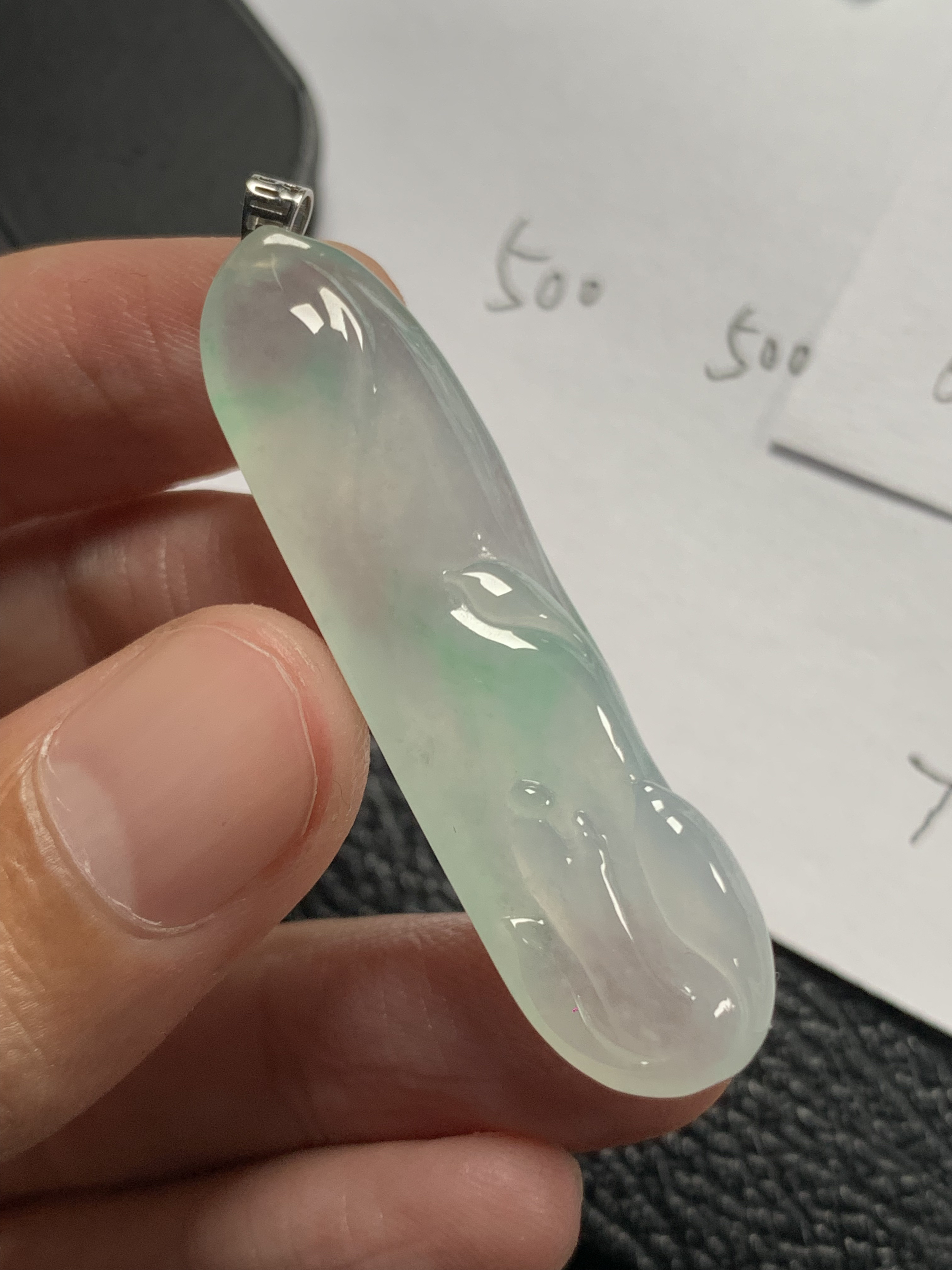 天然缅料a货翡翠冰阳绿悟道 47.1×12.3×6mm