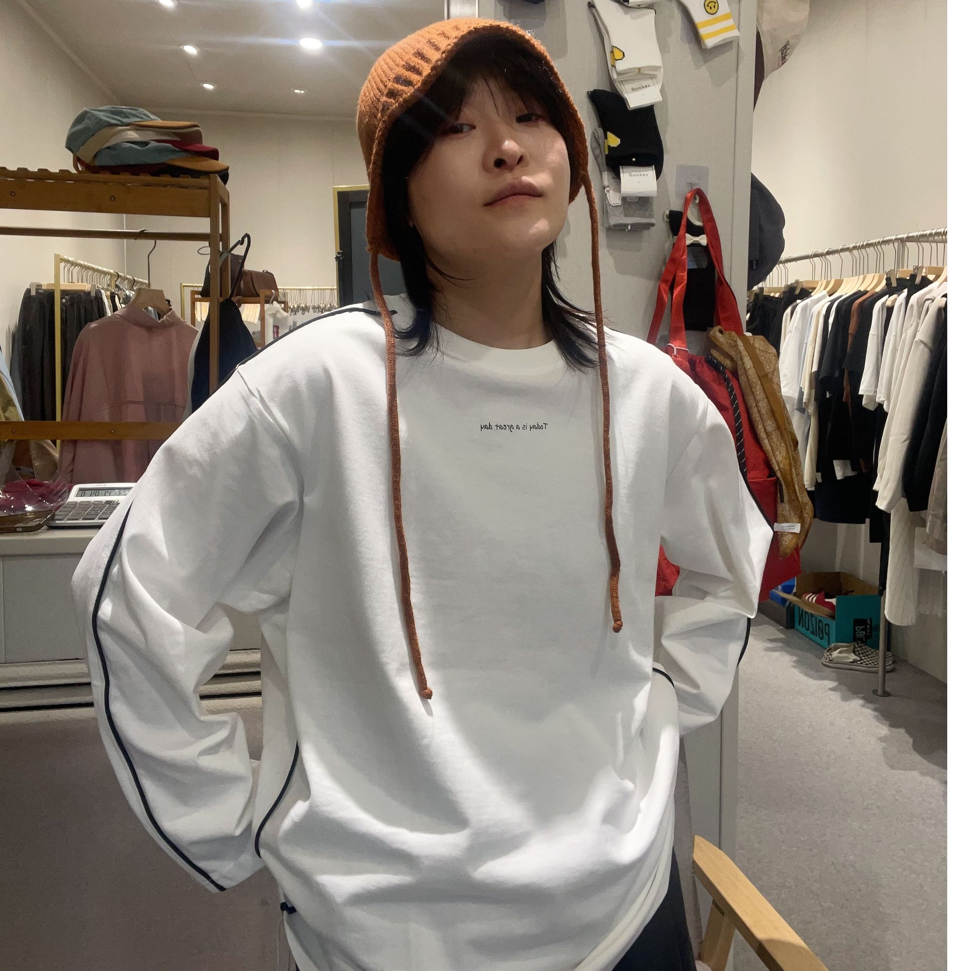 【秋季新品】极简风小字母织条T恤