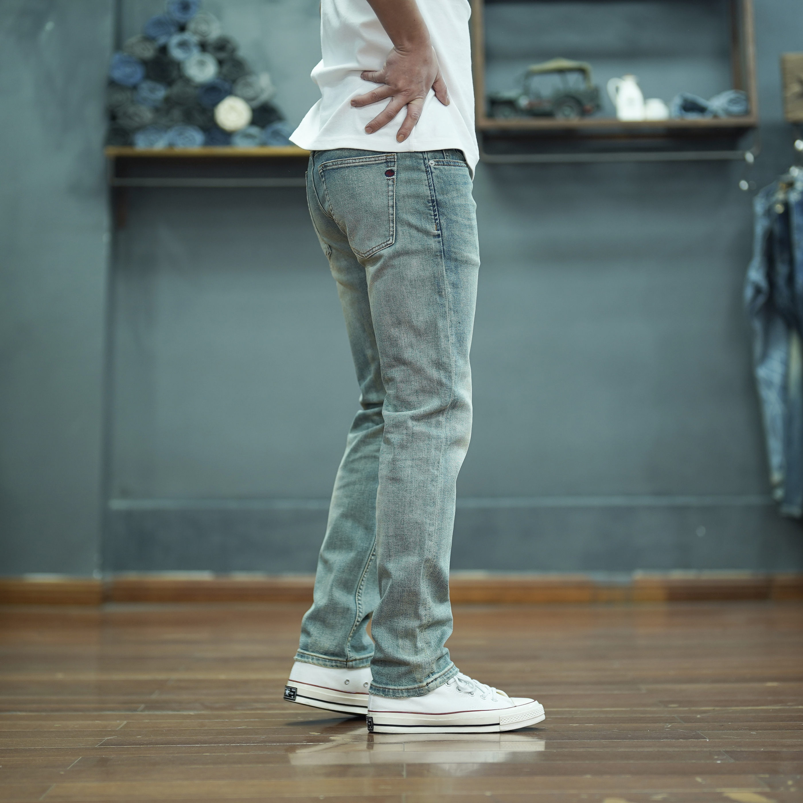 SEVENTH/第七路【修身直筒】微弹11.5OZ复古做旧水洗休闲男士牛仔裤