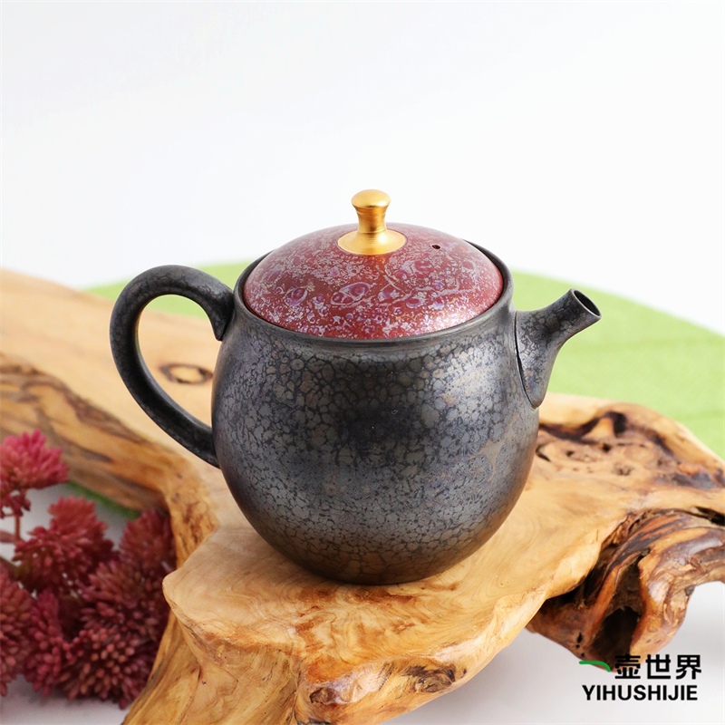 常滑烧急须 昭龙 新作-02 朱泥彩盖200ml 纯手工日式后手茶壶现货