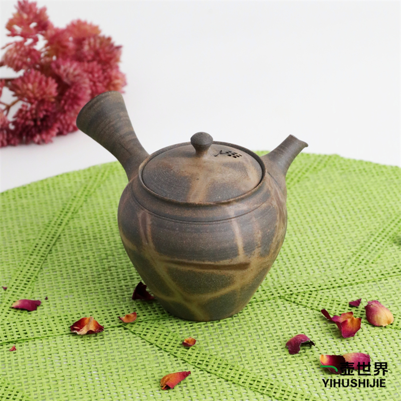 常滑烧急须 一房-01 黑窑变火烧 190ml 纯手工日式侧把陶茶壶现货