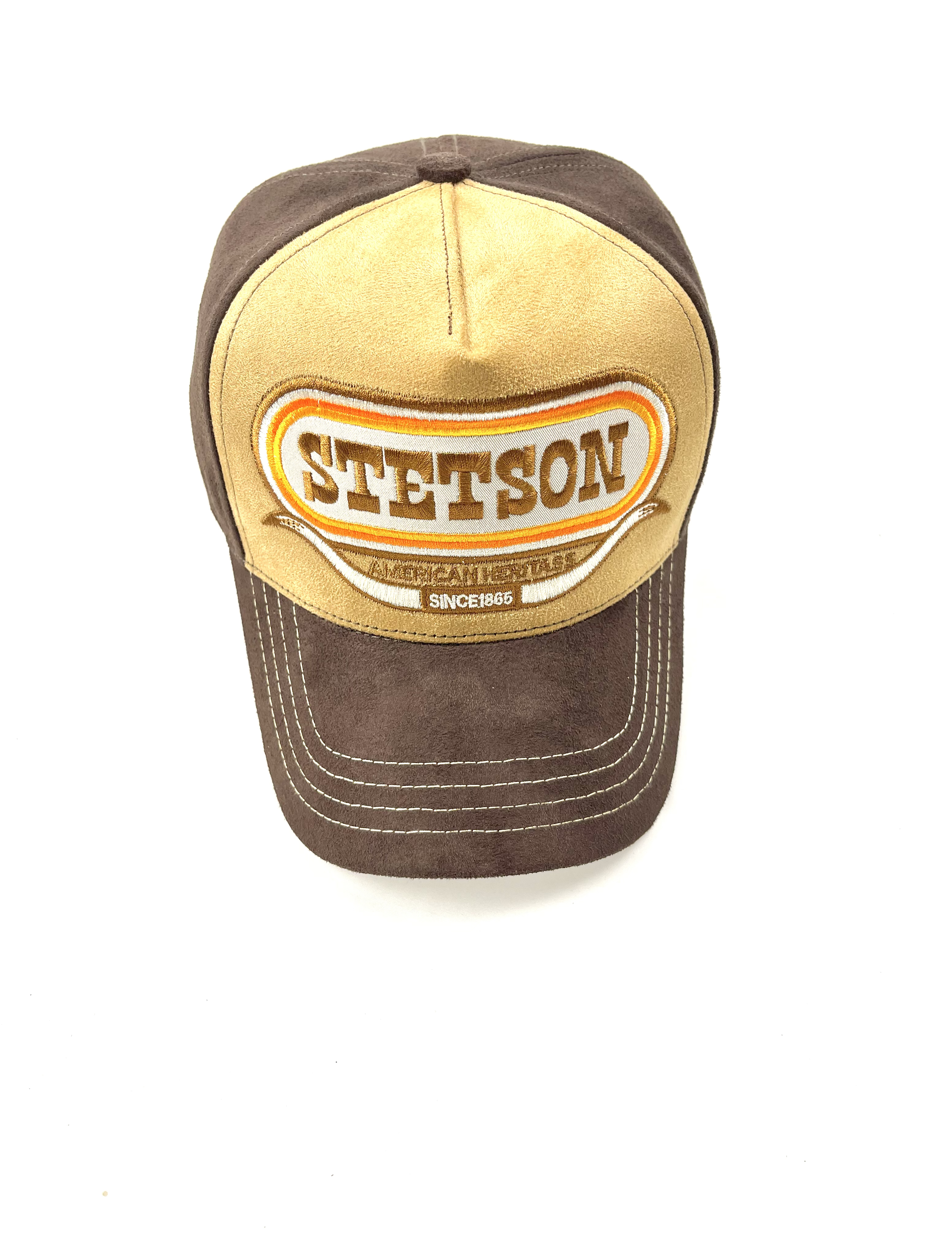 美式风格卡车司机帽拼色设计麂皮面料斯坦森帽子高顶帽stetson