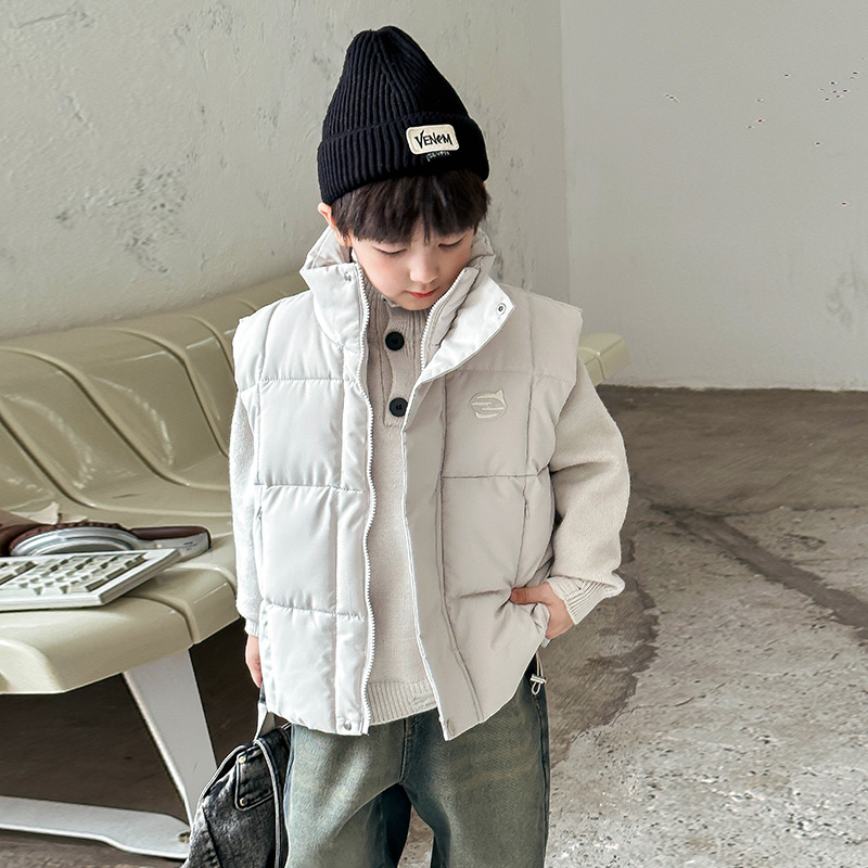 纯色隐形口袋立领棉马甲 37465