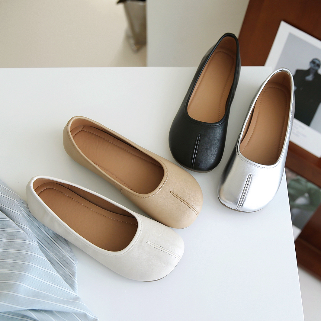 [Y]2025年春夏新款猪蹄鞋头层羊皮软底奶奶鞋单鞋女一脚蹬舒适