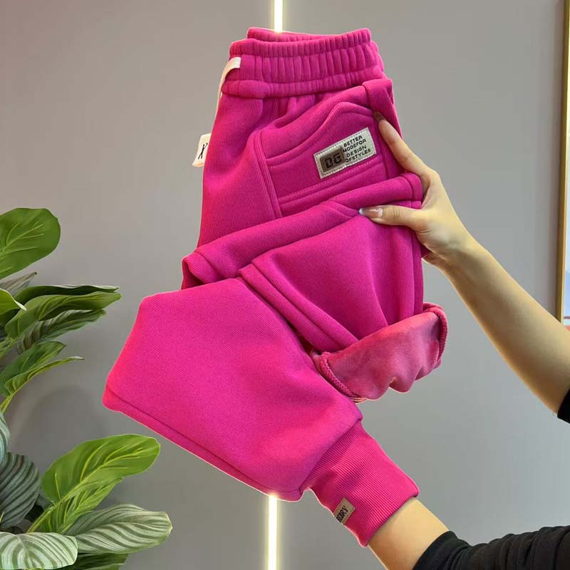 欧货加绒加厚卫裤女秋冬高腰显瘦萝卜裤宽松哈伦裤休闲小脚运动裤