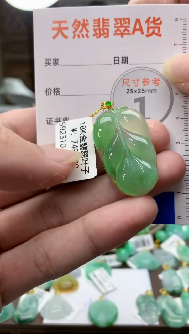 【闪购商品】翡翠颈饰18K金镶嵌 欣欣向阳