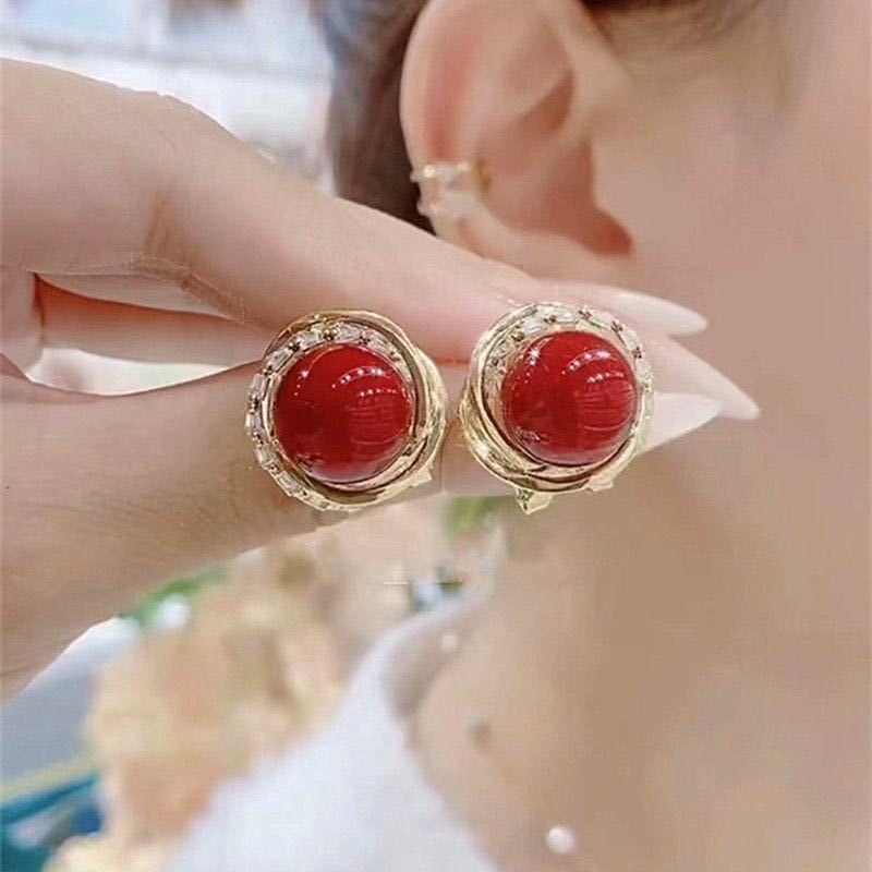 925银针合成锆石耳饰 高级感时尚气质珠珠耳饰