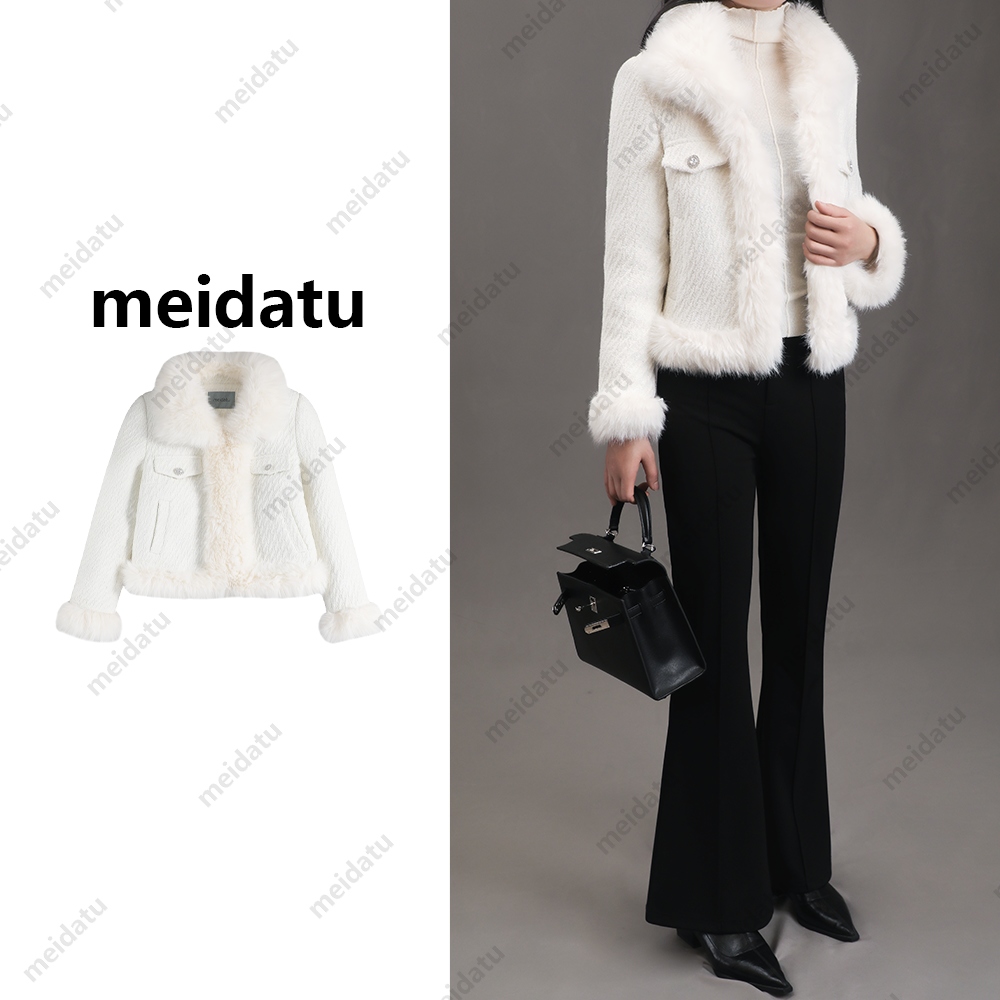 【南洋千金】（ad1264）编织小香拼接毛毛外套