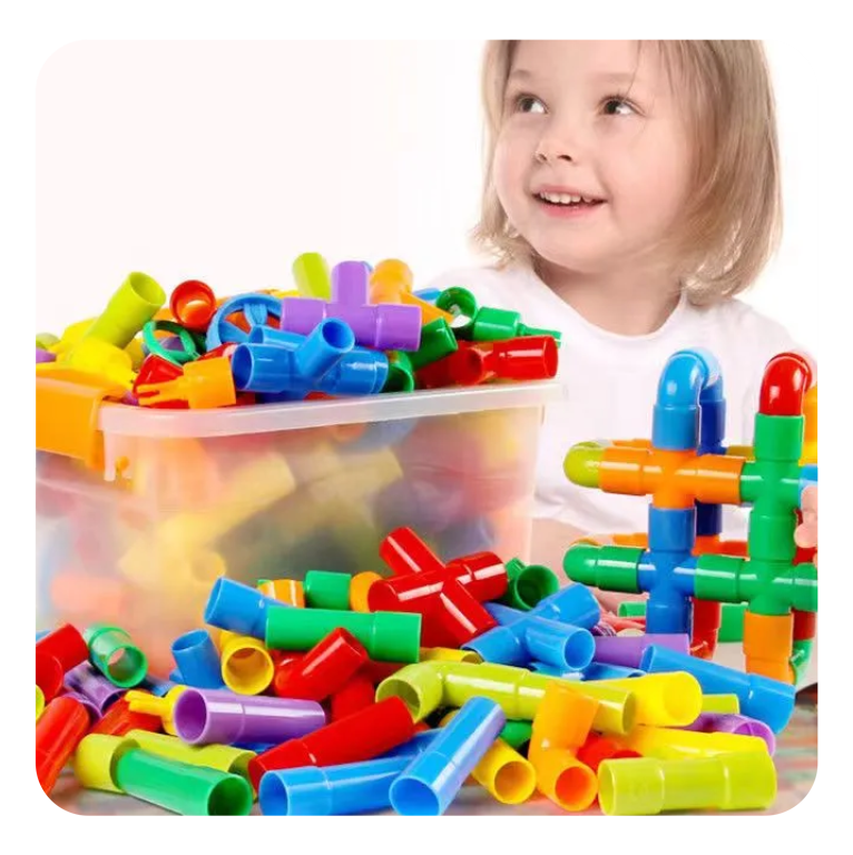 【儿童益智】儿童管道积木男孩女孩拼装水管道积木塑料拼插玩具
