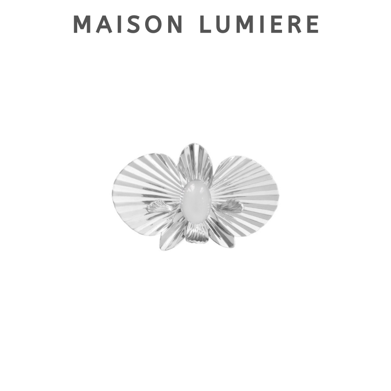 铜合金戒指 蒲扇（葵扇）蝴蝶兰戒指开合活动设计新中式