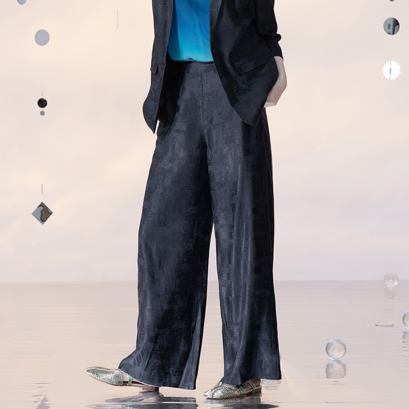 生活在左2022秋冬新品复古宽松显瘦百搭阔腿裤女长裤1923379 春秋