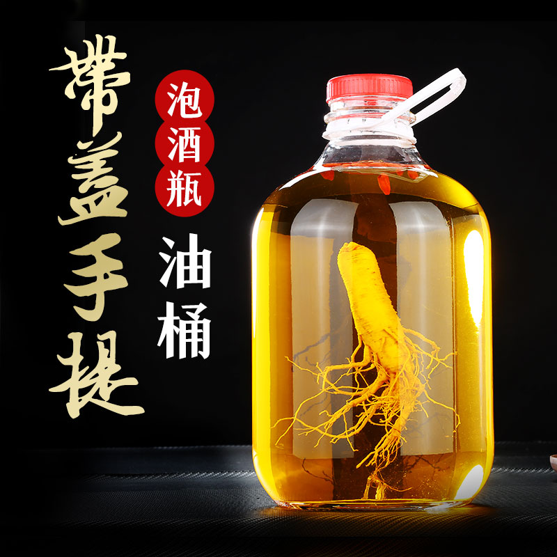 手提密封罐玻璃食品级瓶子蜂蜜泡酒装油桶空瓶收纳储物糖罐子