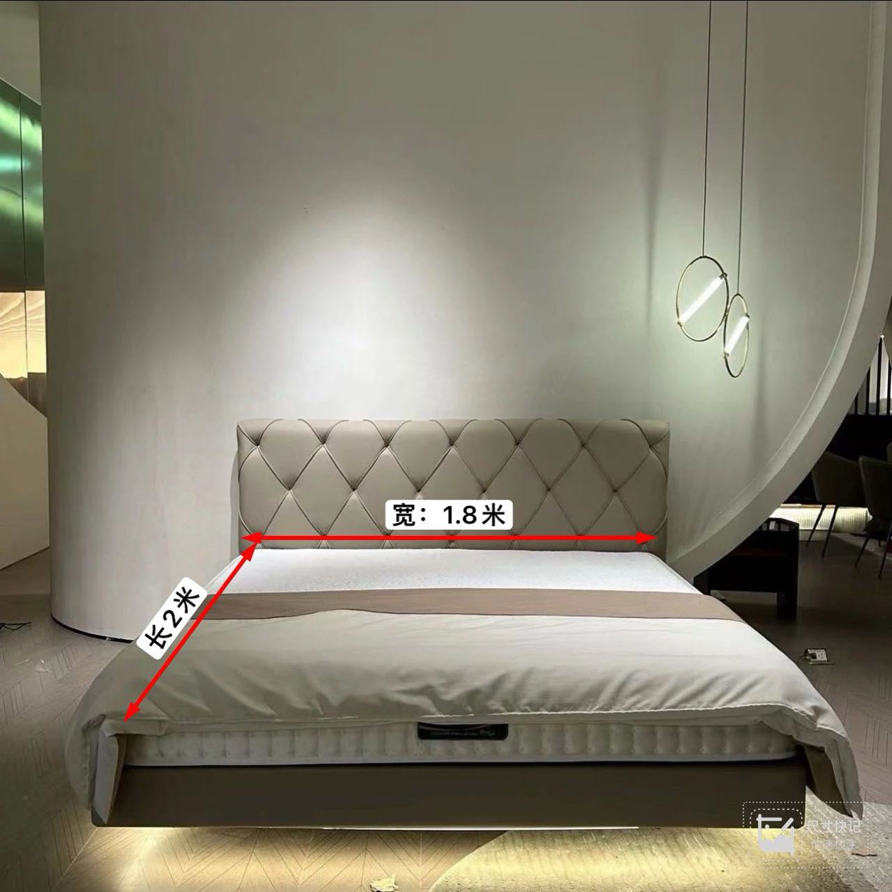 【新疆包邮】意式简约轻奢双人极简大床主卧室创意真皮齐边床新中式