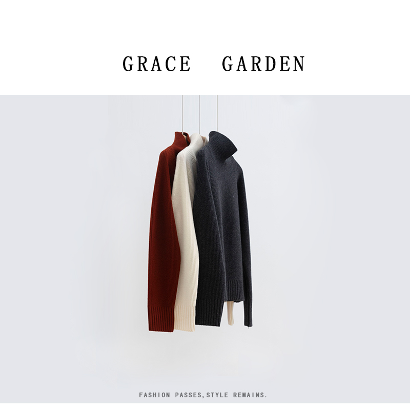 GRACE GARDEN【A106】美翻了！小剪刀380g剪刀领简约针织衫ZZS4K1517