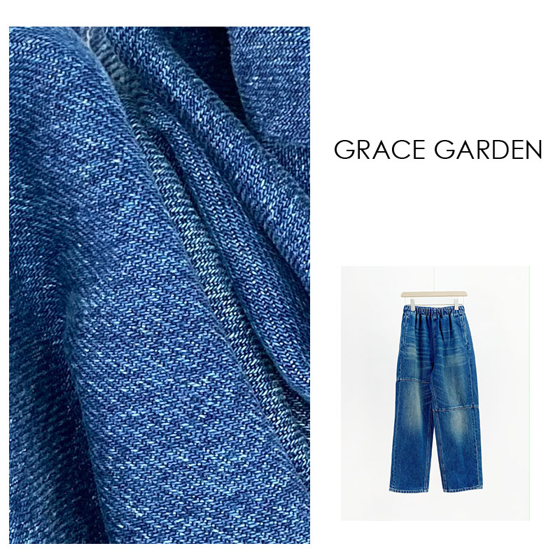 GRACE GARDEN【151号】限定牛仔！松紧腰拼接感牛仔裤NZK3B2202
